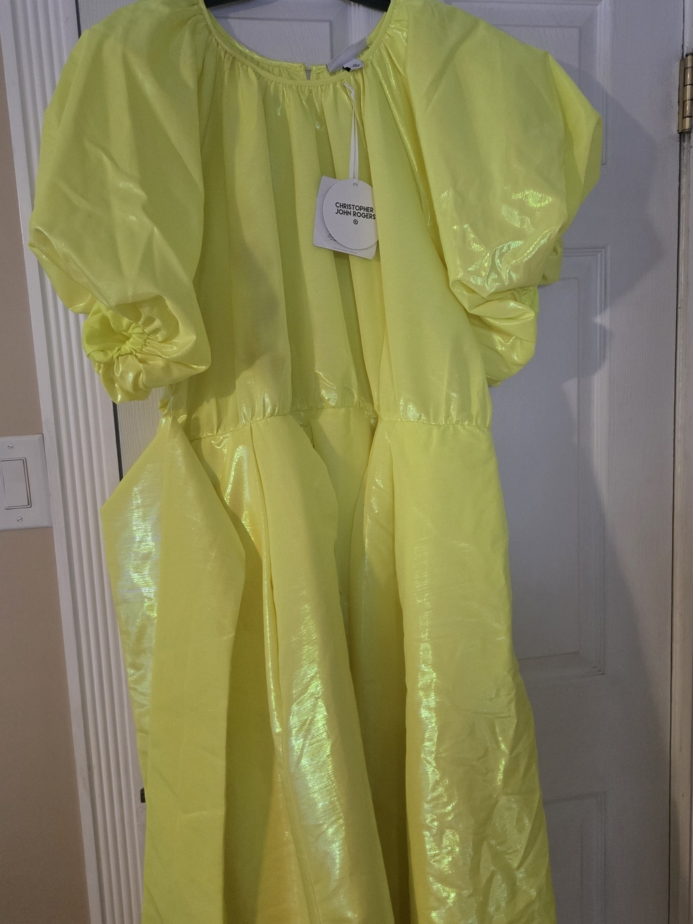 Christopher John Rogers Girls' Yellow Shimmer Party Dress 4x